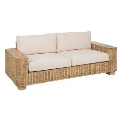 Garden sofa Natural Mango wood Foam Natural Fibre 198 x 88 x 67 cm