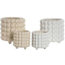 Set of Planters Home ESPRIT White Beige Ceramic 16 x 16 x 16 cm (2 Units)