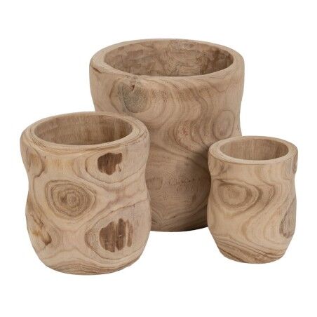 Set di vasi da fiori Naturale Legno di paulownia 44 x 44 x 46 cm (3 Unità)