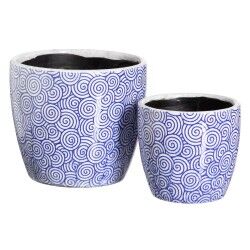 Set of Planters Blue Terracotta 19 x 19 x 17 cm Circular (2 Units)