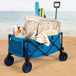 Multi-purpose Cart Aktive Blue Black Polyester PVC Steel 88 x 108 x 47 cm Foldable Beach