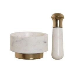 Mortar and pestle Home ESPRIT Brass Marble 12,5 x 12,5 x 7,5 cm