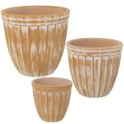 Set of Planters Alexandra House Living Yellow Ceramic (3 Pieces)