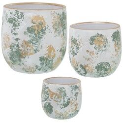 Set of Planters Alexandra House Living Green Golden Ceramic (3 Pieces)