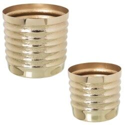 Set of Planters Alexandra House Living Golden Aluminium (2 Pieces)