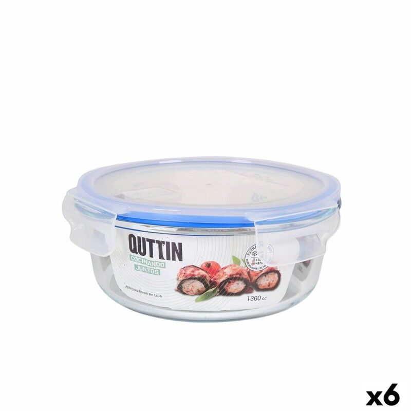 Hermetic Lunch Box Quttin Circular 1,3 L (6 Units)