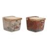 Sugar Bowl Home ESPRIT Beige Pink Terracotta Lilac Bamboo Dolomite 7,5 x 7,5 x 7,5 cm (2 Units)