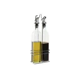 Set olio e aceto Home ESPRIT Trasparente Metallo Cristallo 500 ml 13 x 6,8 x 32 cm