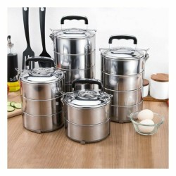 Set of lunch boxes Privilege Stainless steel Stackable Steel 14 cm (6 Units) (3 pcs)