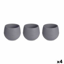 Set di Vasi Antracite Plastica 16,5 x 16,5 x 14,5 cm (4 Unità)