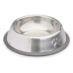 Ciotola per cani Argentato Grigio Gomma Metallo 15 x 4 x 15 cm (24 Unità)