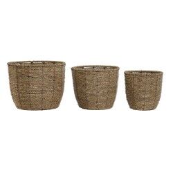 Set of Planters Home ESPRIT Brown Fibre Tropical 31 x 31 x 24 cm