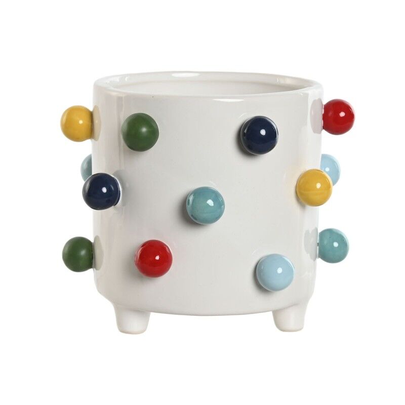 Vaso Home ESPRIT Bianco Multicolore 17 x 17 x 14 cm