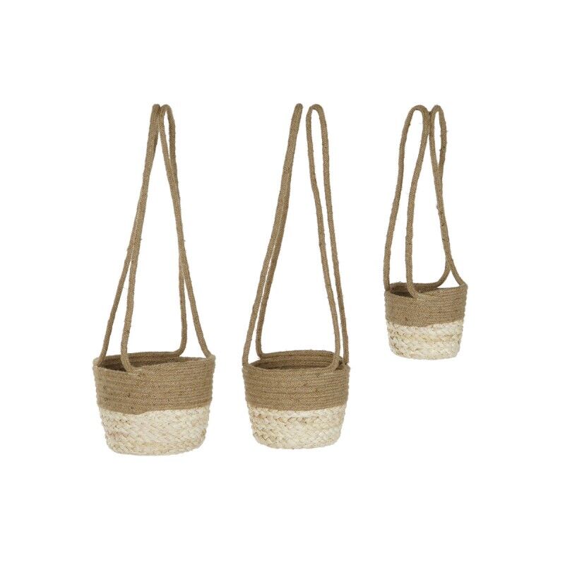 Set di vasi da fiori Home ESPRIT Naturale Marrone Chiaro Juta Moderno 26 x 26 x 70 cm