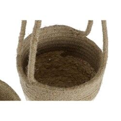 Set of Planters Home ESPRIT Natural Light brown Jute Modern 26 x 26 x 70 cm