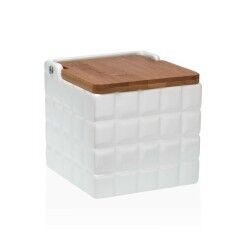 Salt Shaker with Lid Versa Frames White Ceramic Bamboo Dolomite 11 x 11 x 11 cm