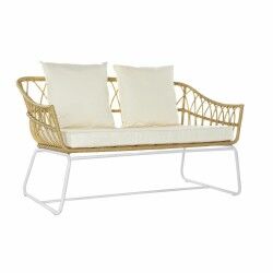 Divano da Giardino DKD Home Decor Bianco Metallo rattan sintetico (132 x 58 x 80 cm)