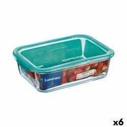 Portapranzo Rettangolare con Coperchio Luminarc Keep'n Lagon 16 x 11,3 x 6 cm Turchese 820 ml Vetro (6 Unità)