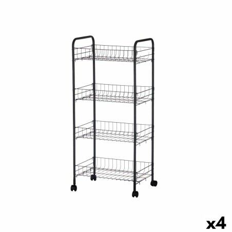 Carrello per Verdure Nero Metallo Plastica 40,5 x 27 x 82,5 cm (4 Unità)