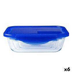 Porta pranzo Ermetico Pyrex Cook & Go 20,5 x 15,5 x 6 cm Azzurro 800 ml Vetro (6 Unità)