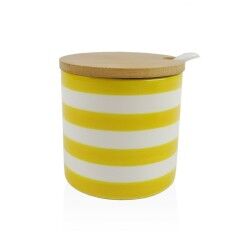 Sugar Bowl Versa Yellow Ceramic Dolomite 8 x 8 x 8 cm Stripes Circular