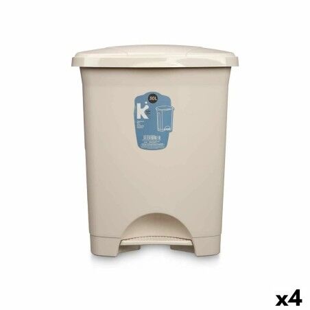 Cestino a pedale Beige Plastica 30 L (4 Unità)