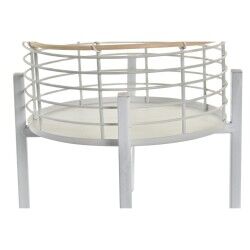 Set di Vasi DKD Home Decor Bianco Naturale Metallo Rattan Quadrato 25 x 25 x 32 cm (2 Unità)