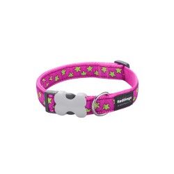 Collare per Cani Red Dingo STYLE STARS LIME ON HOT PINK 31-47 cm