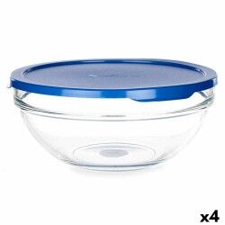 Porta Pranzo Rotondo con Coperchio Pasabahce Chefs Azzurro 1,7 L 20,5 x 9 x 20,5 cm (4 Unità)