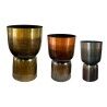 Set of Planters Home ESPRIT Grey Copper Golden Metal 40 x 40 x 62 cm