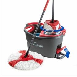 Mop with Bucket Vileda mop en steel Supermocio 3Action Bianco Rosso Microfibre