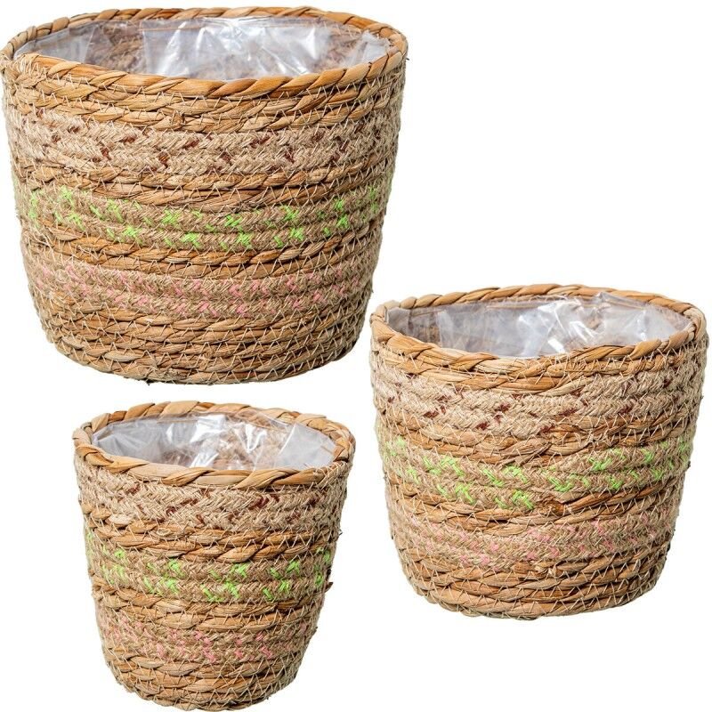 Set di vasi da fiori Alexandra House Living Marrone Rattan Fibra naturale 3 Pezzi