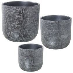 Set of Planters Alexandra House Living Silver Ceramic 3 Pieces