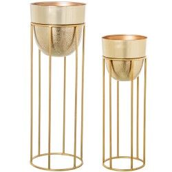 Set di vasi da fiori Alexandra House Living Oro Metallo 2 Pezzi