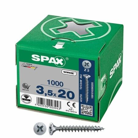 Box of screws SPAX Wirox Z2 Flat head 3,5 x 20 mm 1000 Unidades