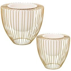 Set di vasi da fiori Alexandra House Living Oro Metallo 2 Pezzi