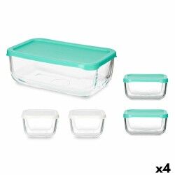 Set di scatole porta pranzo Snow Box Rettangolare Bianco Turchese (4 Unità)