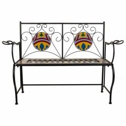 Bench Alexandra House Living Black Iron Tile 50 x 88 x 110 cm