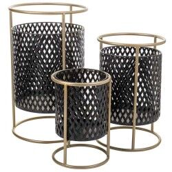 Set of Planters Alexandra House Living Black Metal Iron 27 x 74 x 27 cm 3 Pieces