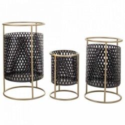 Set of Planters Alexandra House Living Black Metal Iron 27 x 74 x 27 cm 3 Pieces