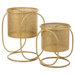 Set of Planters Alexandra House Living Gold Metal Iron 26 x 178 x 26 cm 2 Pieces