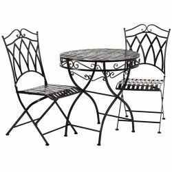 Table set with 2 chairs Alexandra House Living Black 60 x 75 x 60 cm