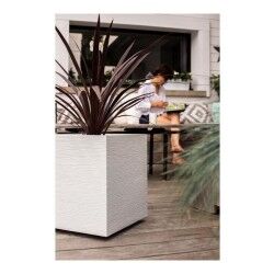 Plant pot EDA Graphit White Plastic Squared 39 x 39 x 43 cm