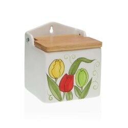 Salt Shaker with Lid Versa Ceramic Bamboo Dolomite Tulip 10 x 12,5 x 11 cm