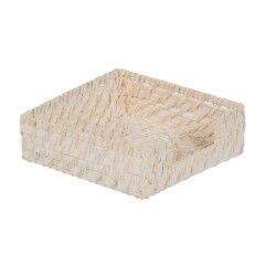 Portatovagliolo Bianco Bambù Rattan 18 x 18 x 6 cm