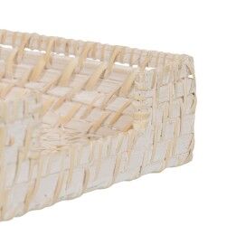 Napkin holder White Bamboo Rattan 18 x 18 x 6 cm