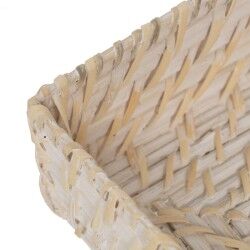 Napkin holder White Bamboo Rattan 18 x 18 x 6 cm