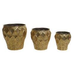 Set of Planters Home ESPRIT Golden Metal Modern 41 x 41 x 41,5 cm (3 Pieces)