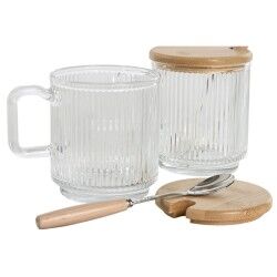 Sugar Bowl Home ESPRIT Transparent Bamboo Crystal 350 ml 11,7 x 8,7 x 14 cm 2 Pieces (12 Units)