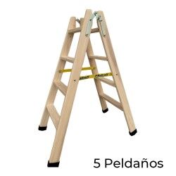 Scala Pieghevole a 5 Scalini Plabell Legno 139 x 31/51 cm